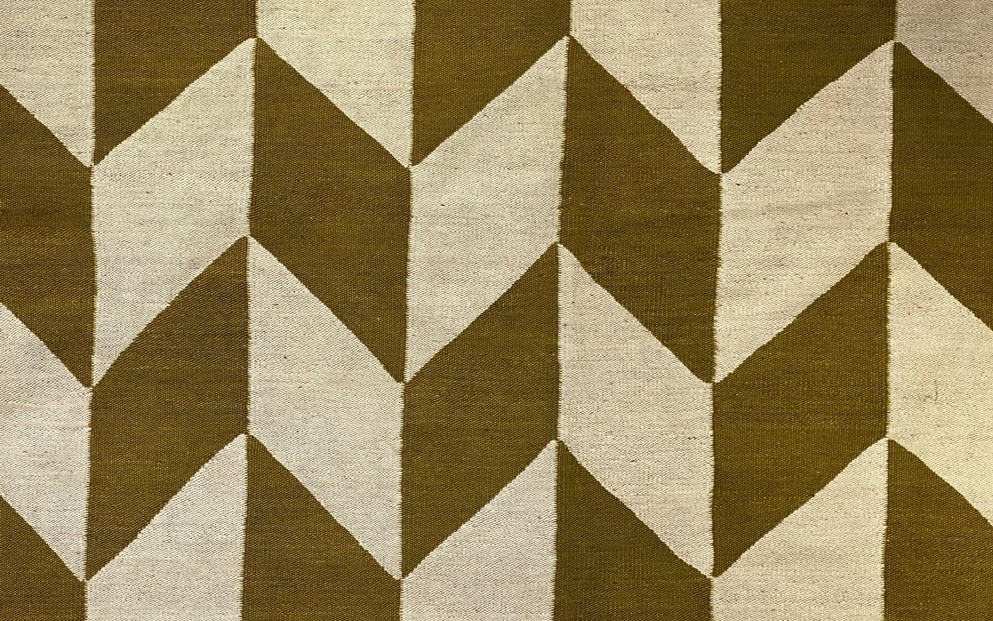 Modern Kelim – cream & mustard parallelograms