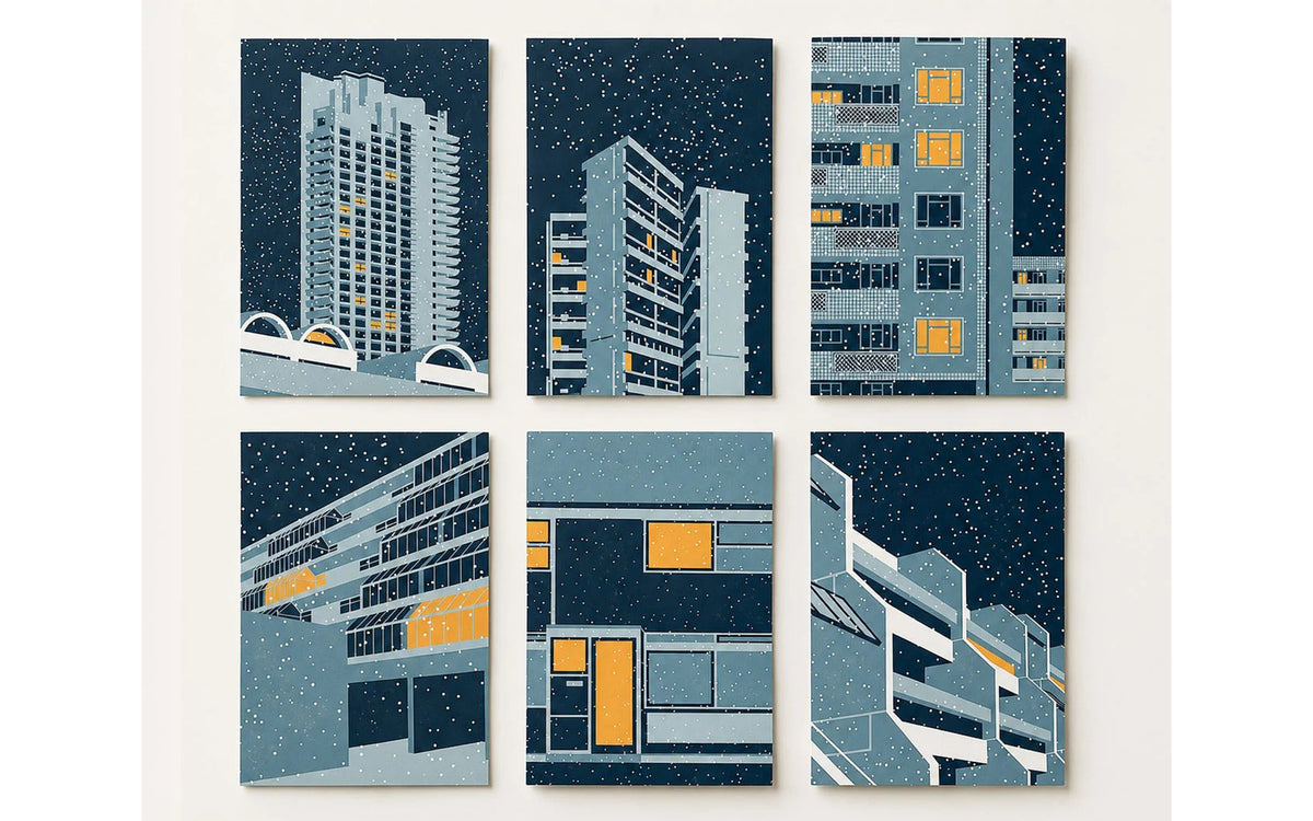 Modernist Estates Winter greeting cards - pack of 12