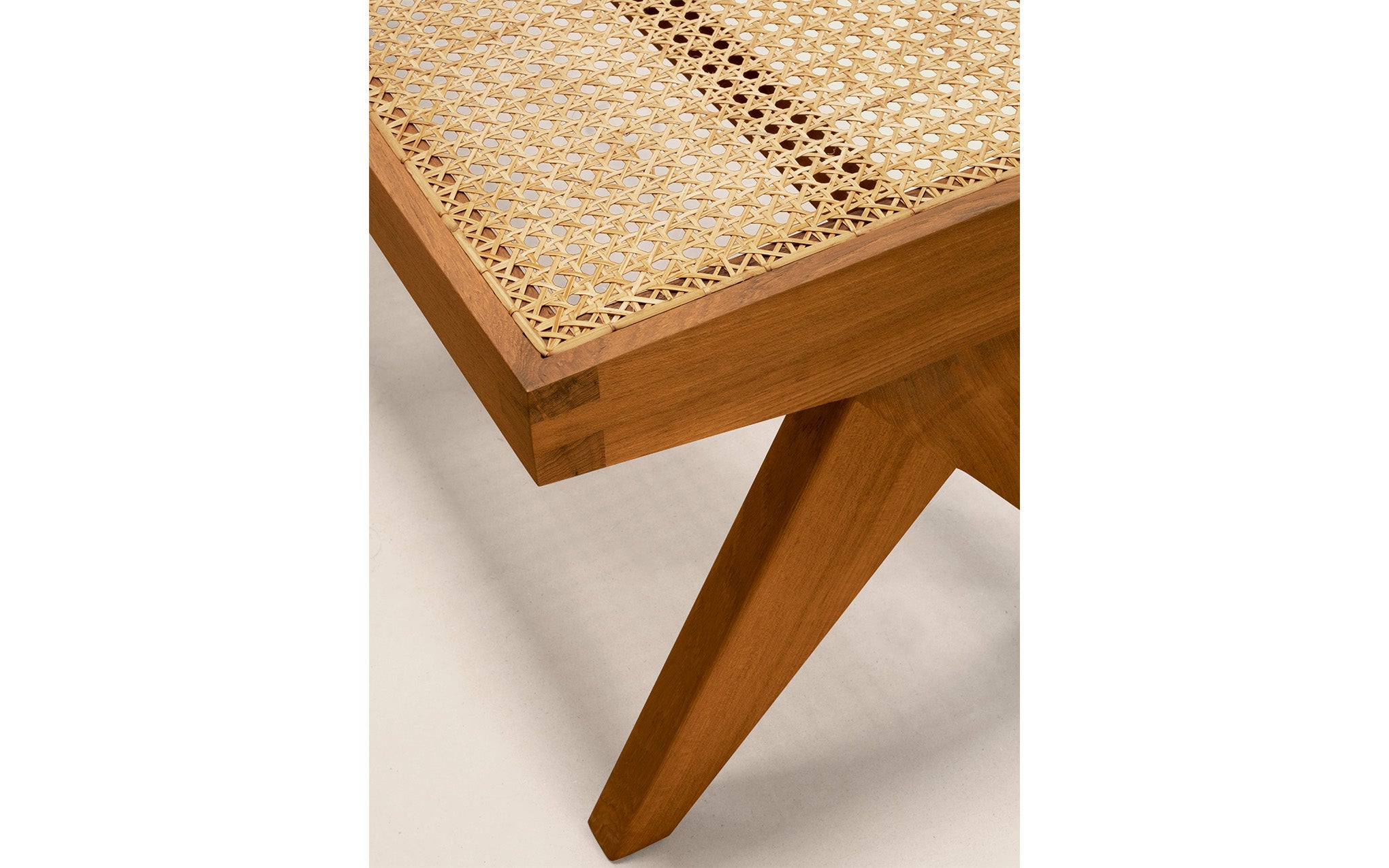 Teak & cane bench by Chandigarh Collective for Phantom Hands | SCP