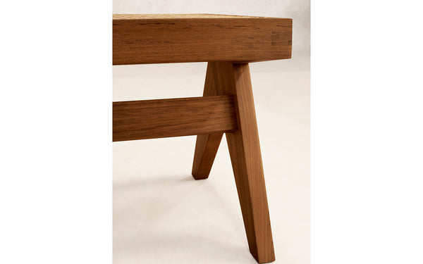 Teak & cane bench by Chandigarh Collective for Phantom Hands | SCP