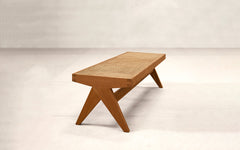Teak & cane bench