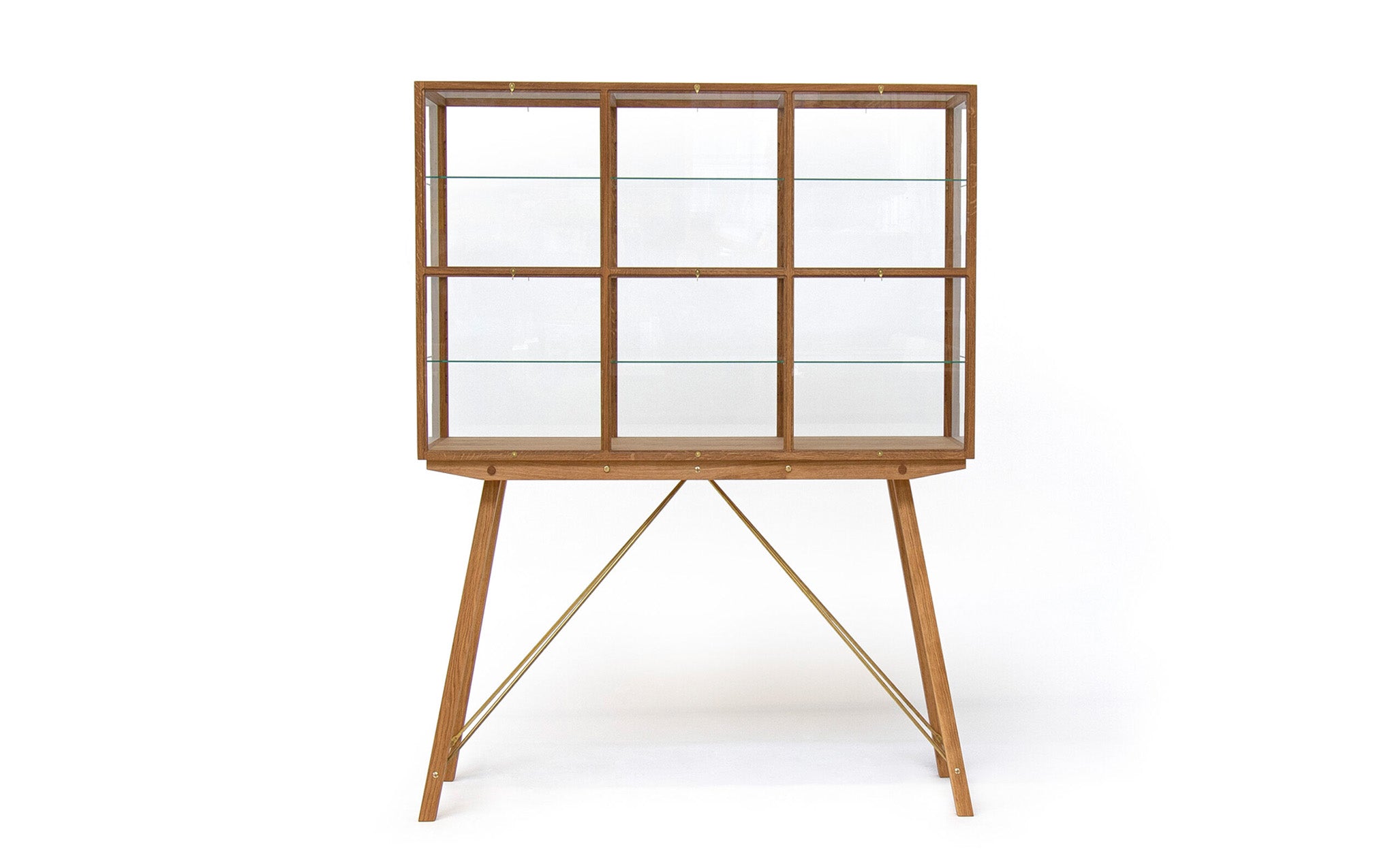 Oak display cabinet on legs