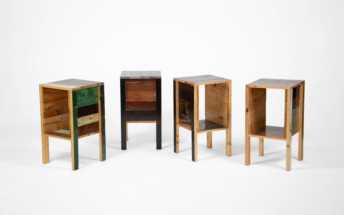 Bedside table in Scrapwood