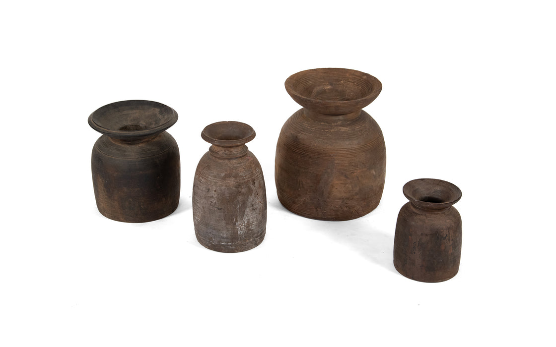 Hand turned Himalayan / nepalese wooden ghee pots