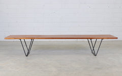 Vintage Robin Day mahogany steel bench