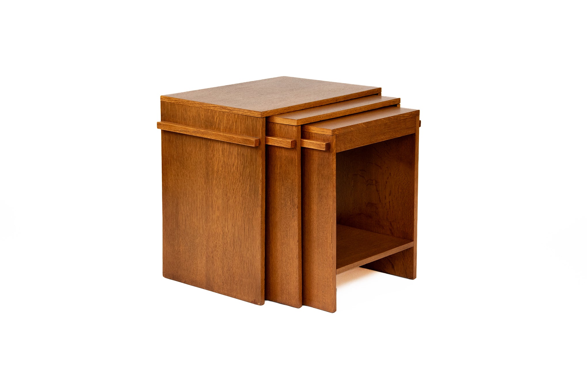 Bowman Brothers nest of 3 oak tables