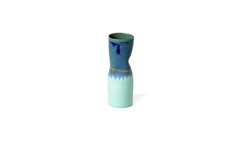 Distorted cylinder vase - dark blue, green & pale blue