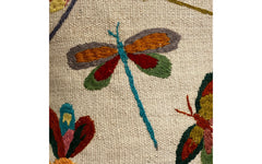 Suzani embroidered cream cushion - dragonflies