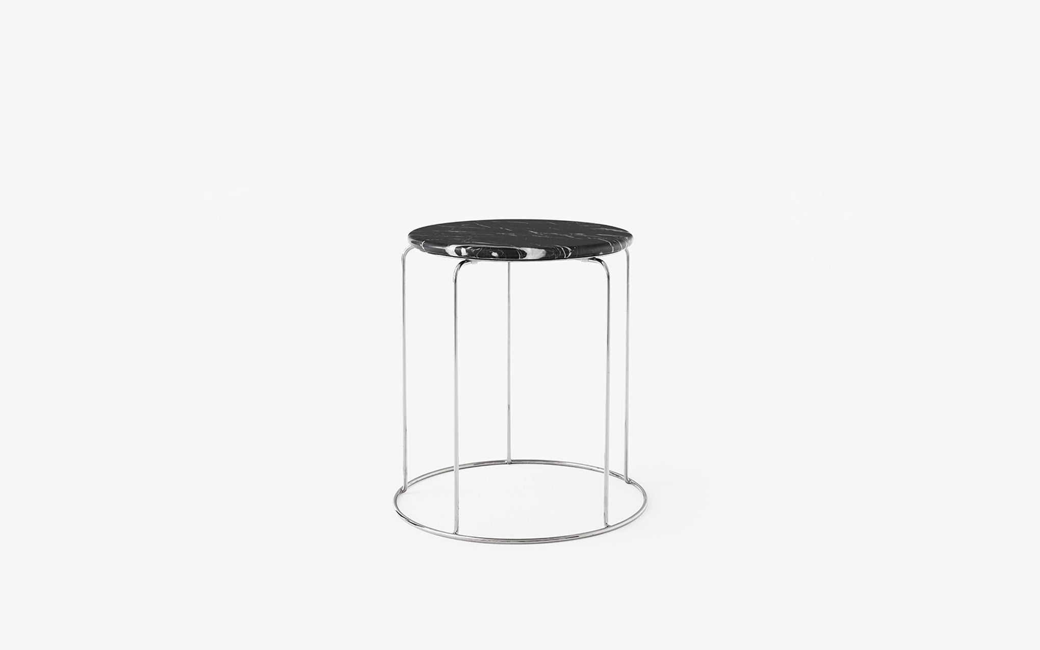 Wire stool with marble top