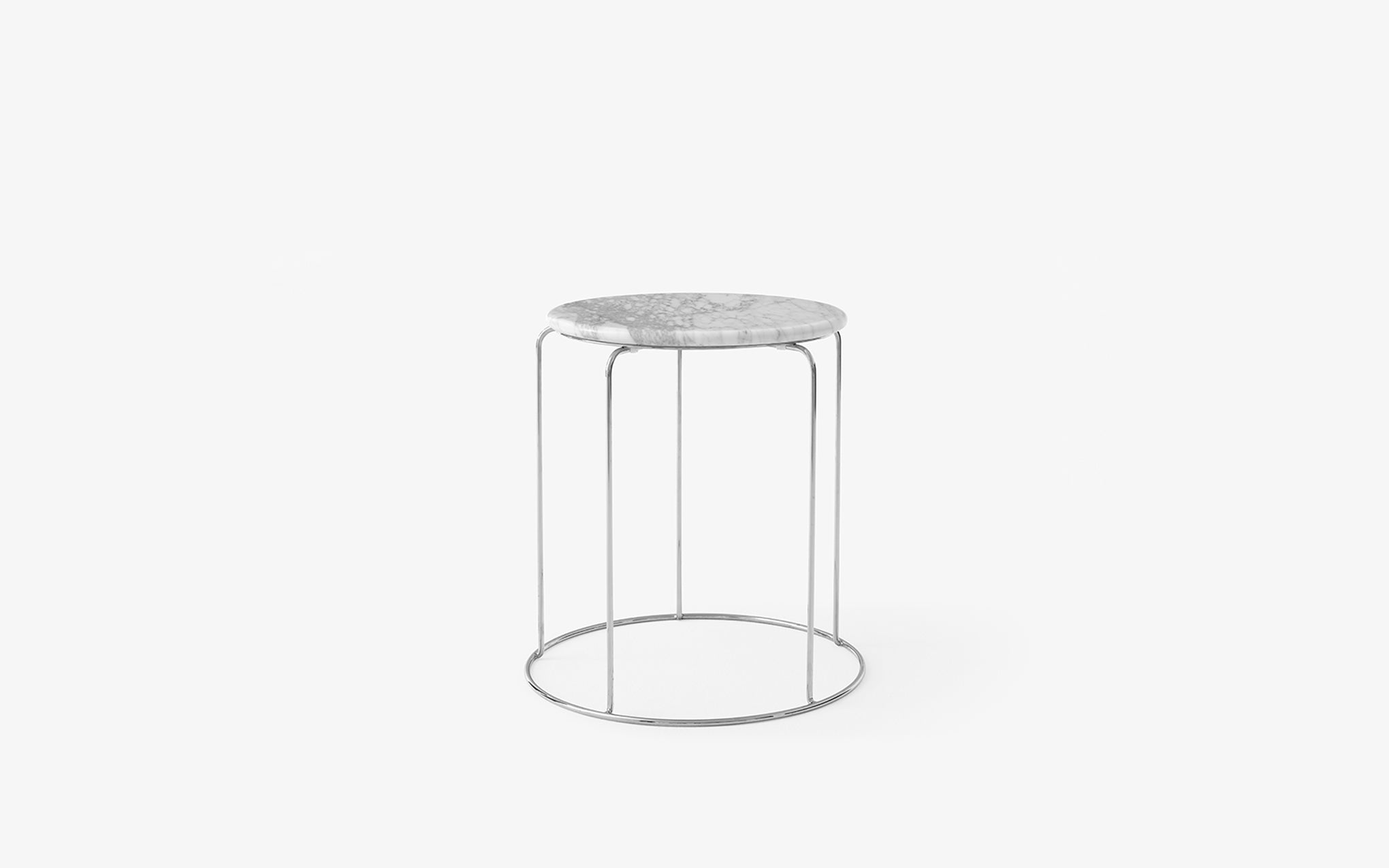 Wire stool with marble top