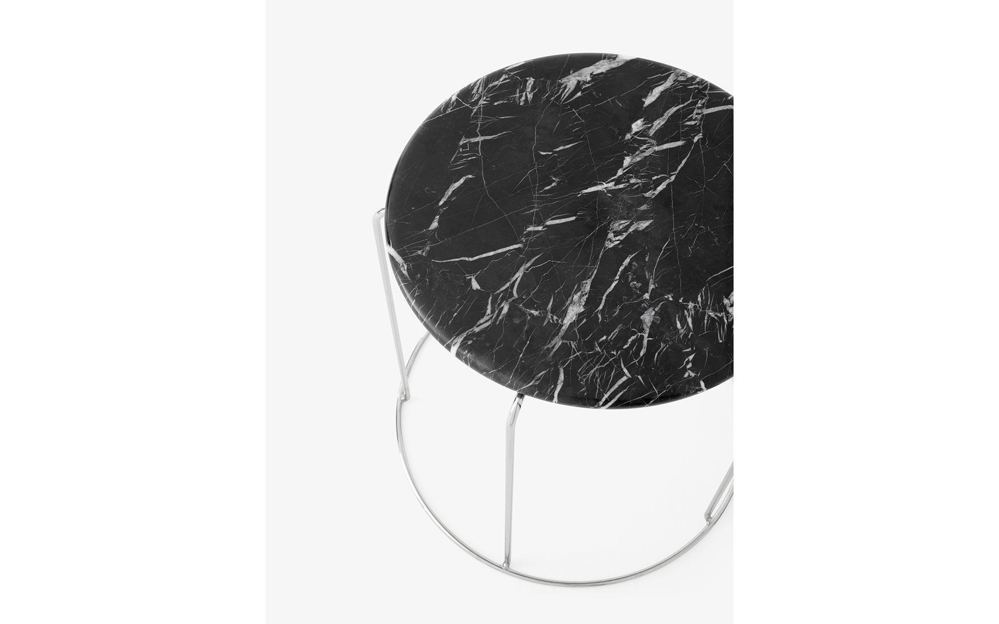 Wire stool with marble top