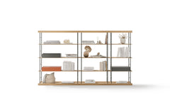 Bost shelving room divider - natural oak, graphite & black
