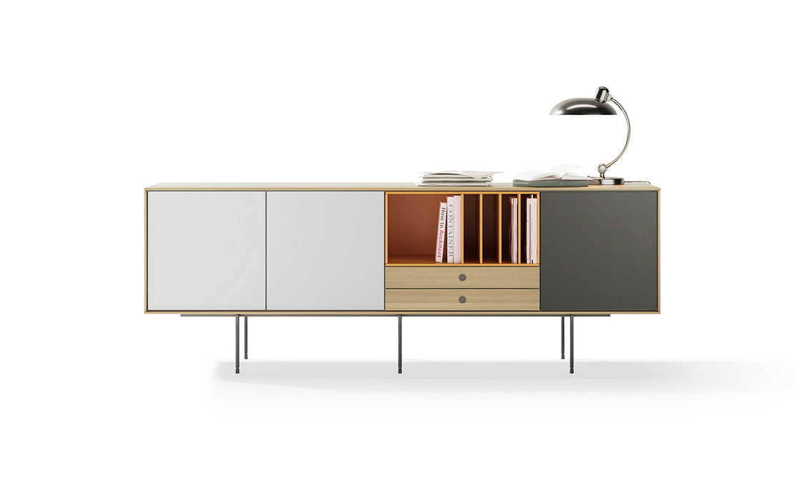 Aura sideboard - natural oak, white & graphite