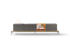 Lauki sideboard with base - natural oak, graphite & ochre