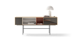 Aura console with sliding doors - natural oak