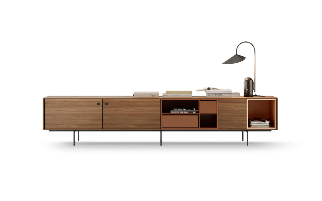 Aura sideboard - walnut, indian & stone