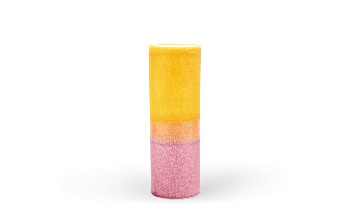 Cylinder vase - yellow & pink