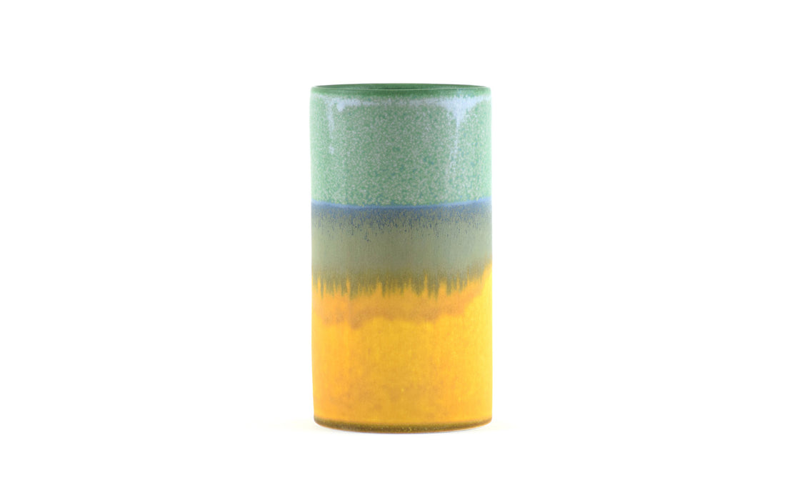 Cylinder vase - light blue & yellow