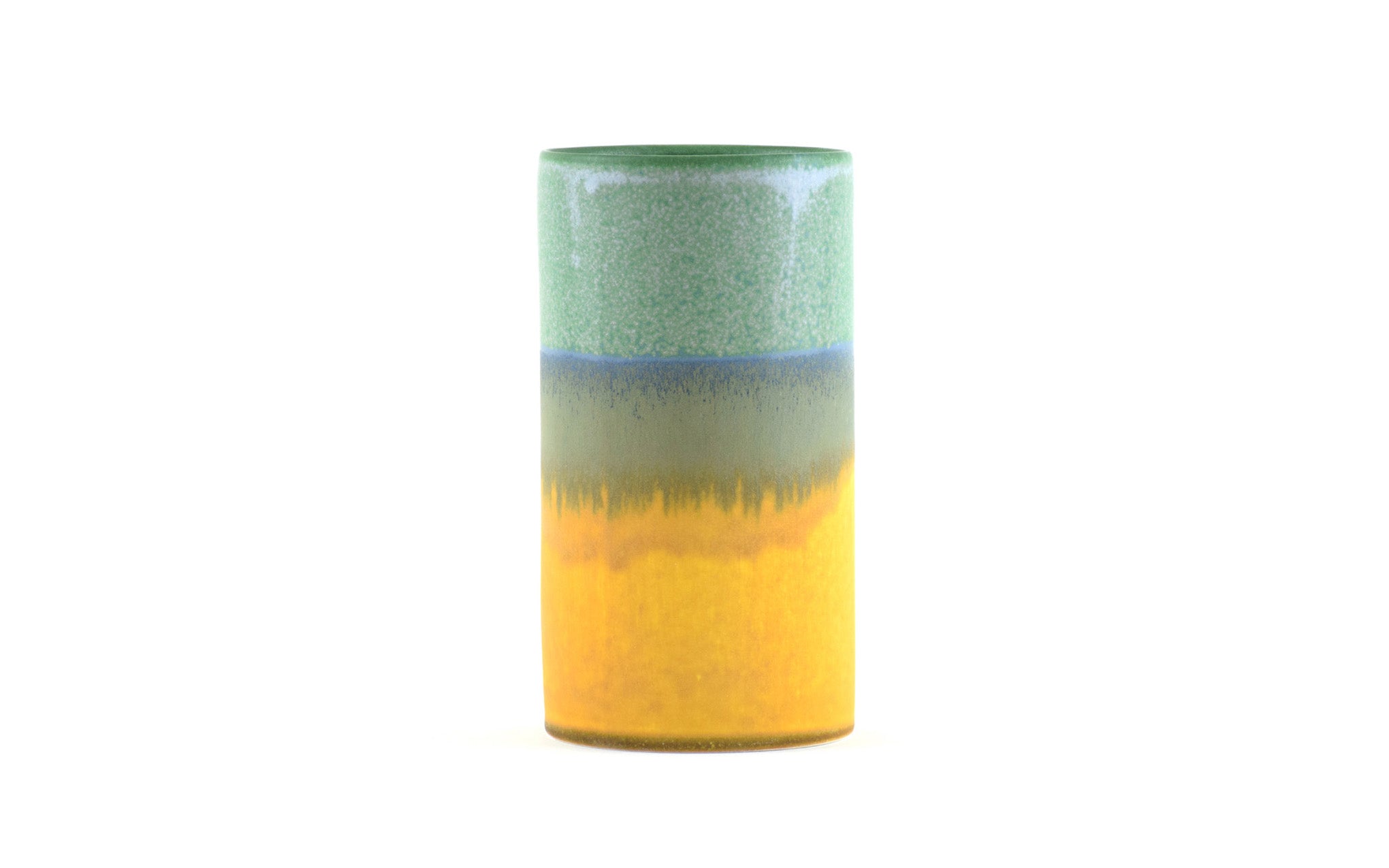 Cylinder vase - light blue & yellow