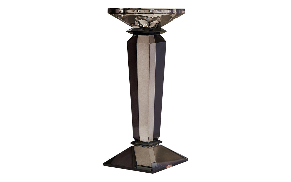 Crystal candle holder - smoke grey