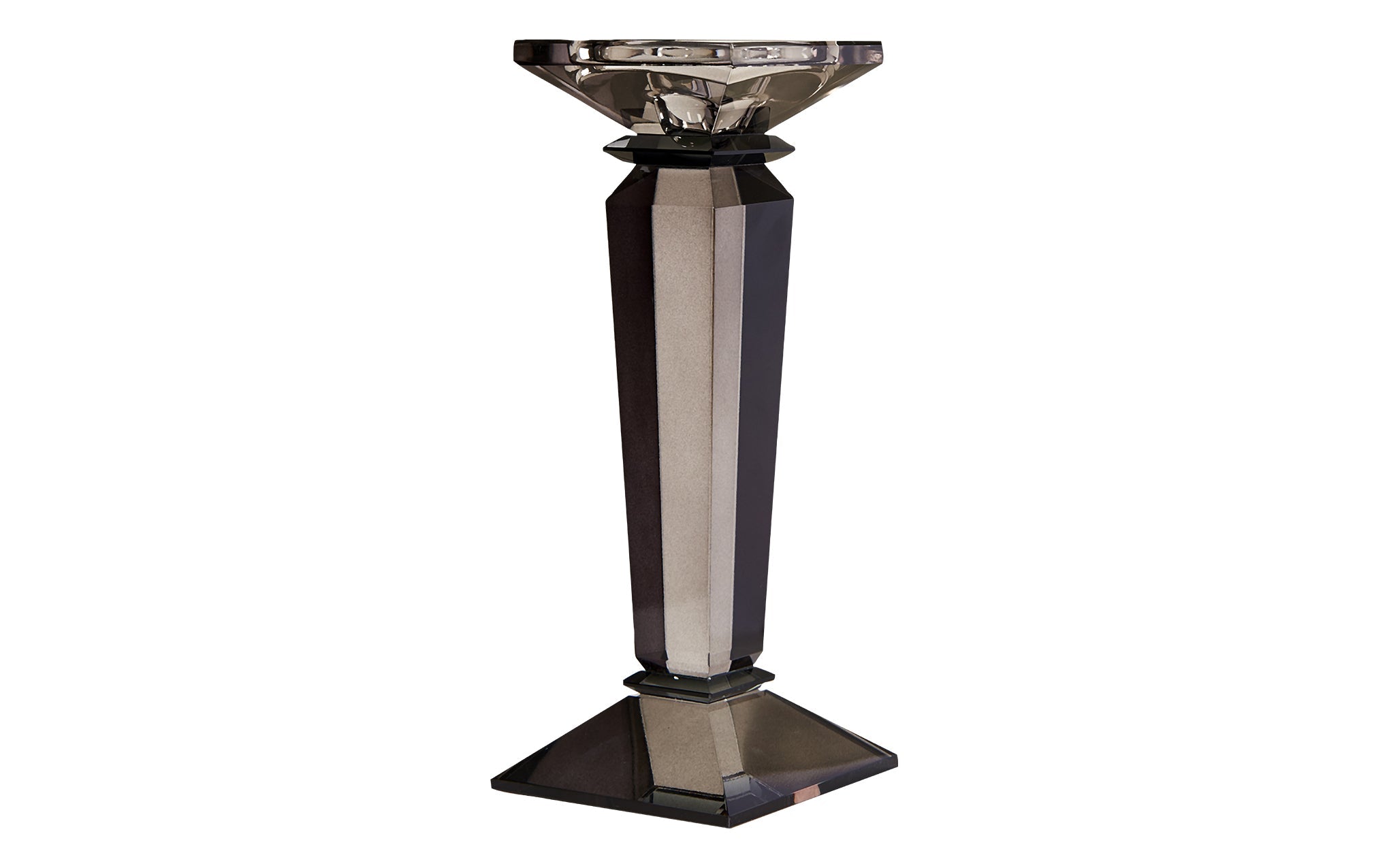Crystal candle holder - smoke grey