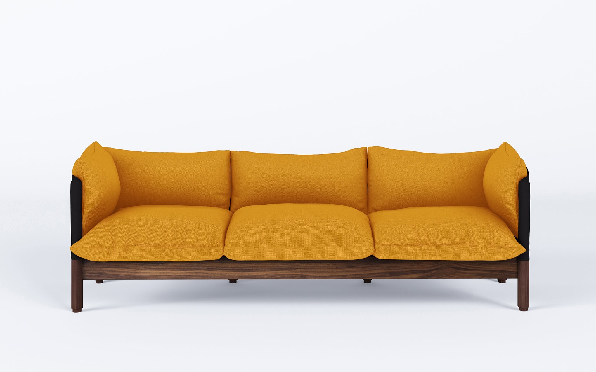 Tepee three seat sofa - walnut, black sling