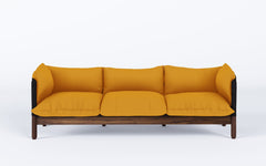 Tepee three seat sofa - walnut, black sling