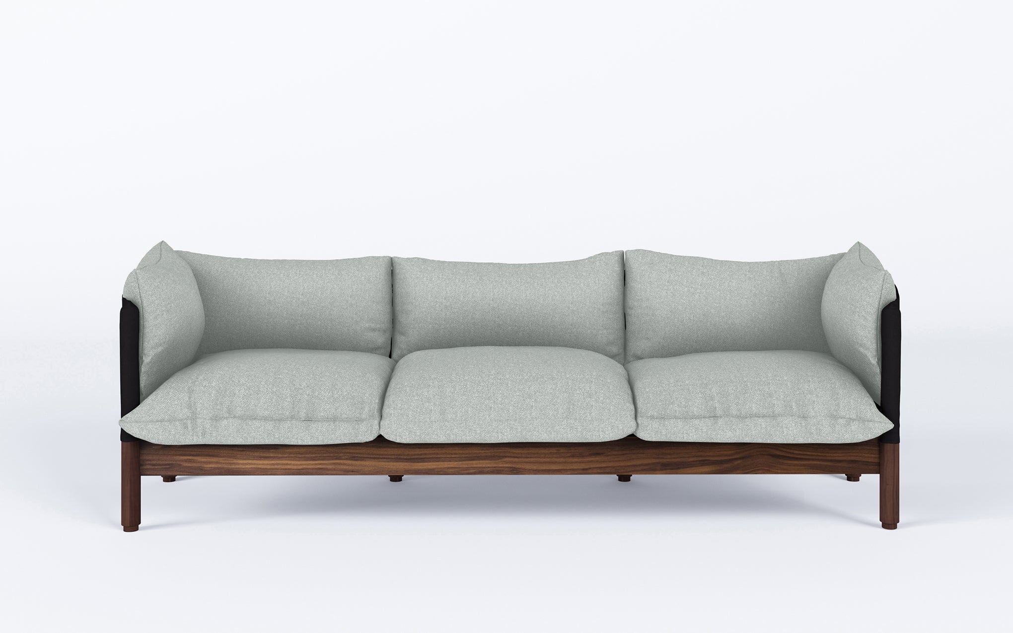 Tepee three seat sofa - walnut, black sling