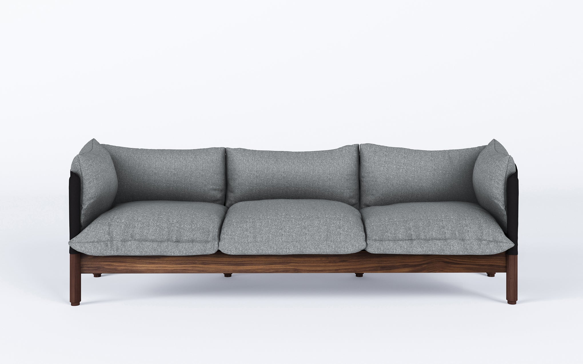 Tepee three seat sofa - walnut, black sling