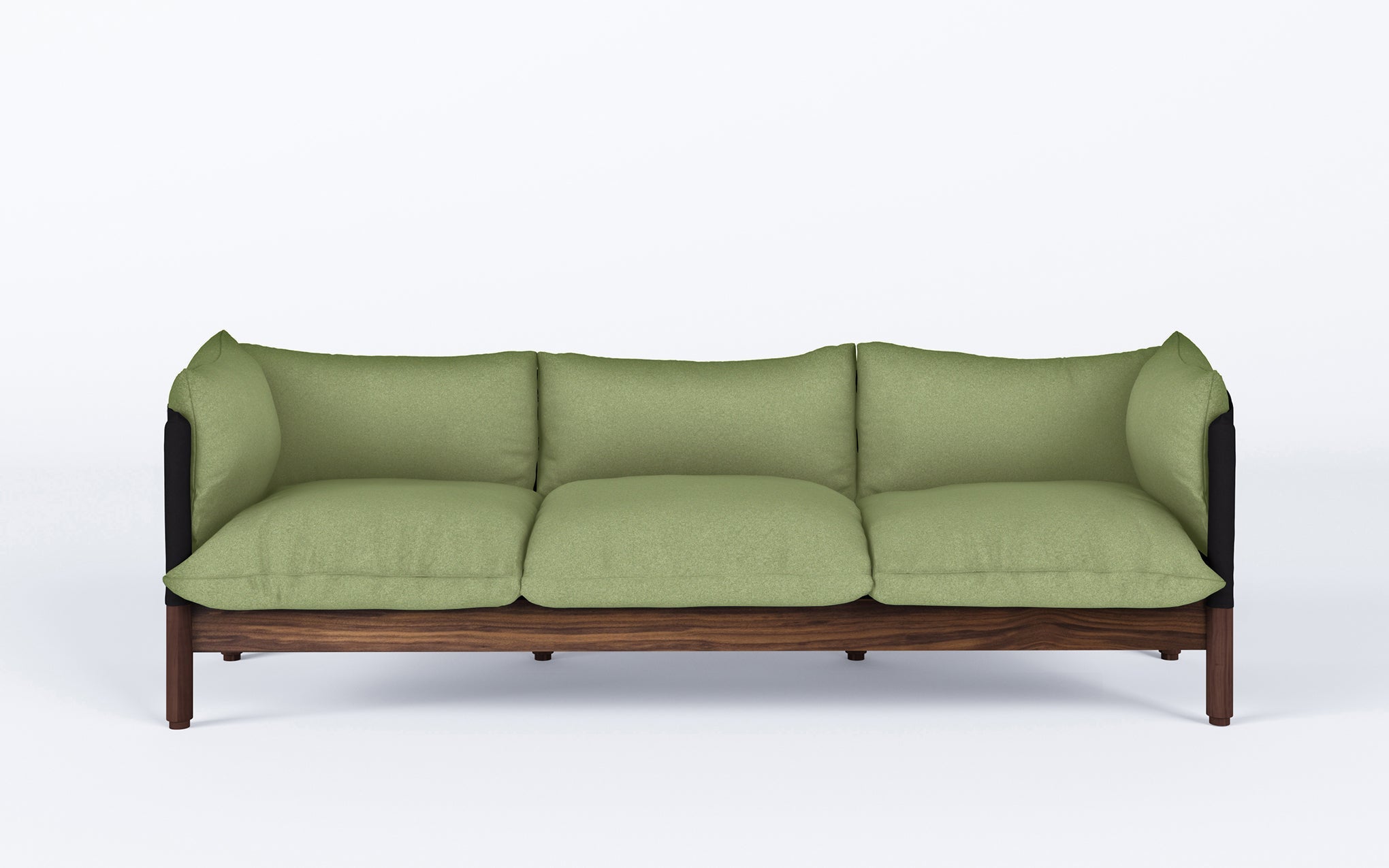 Tepee three seat sofa - walnut, black sling