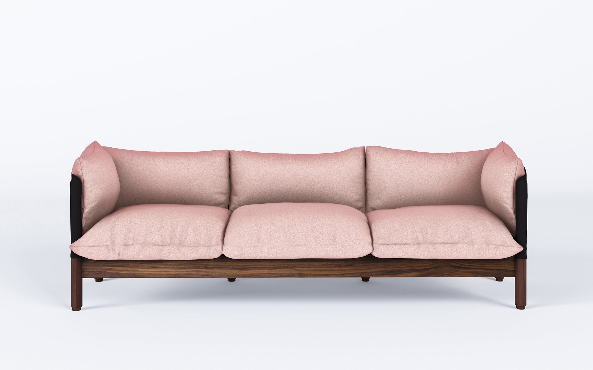 Tepee three seat sofa - walnut, black sling