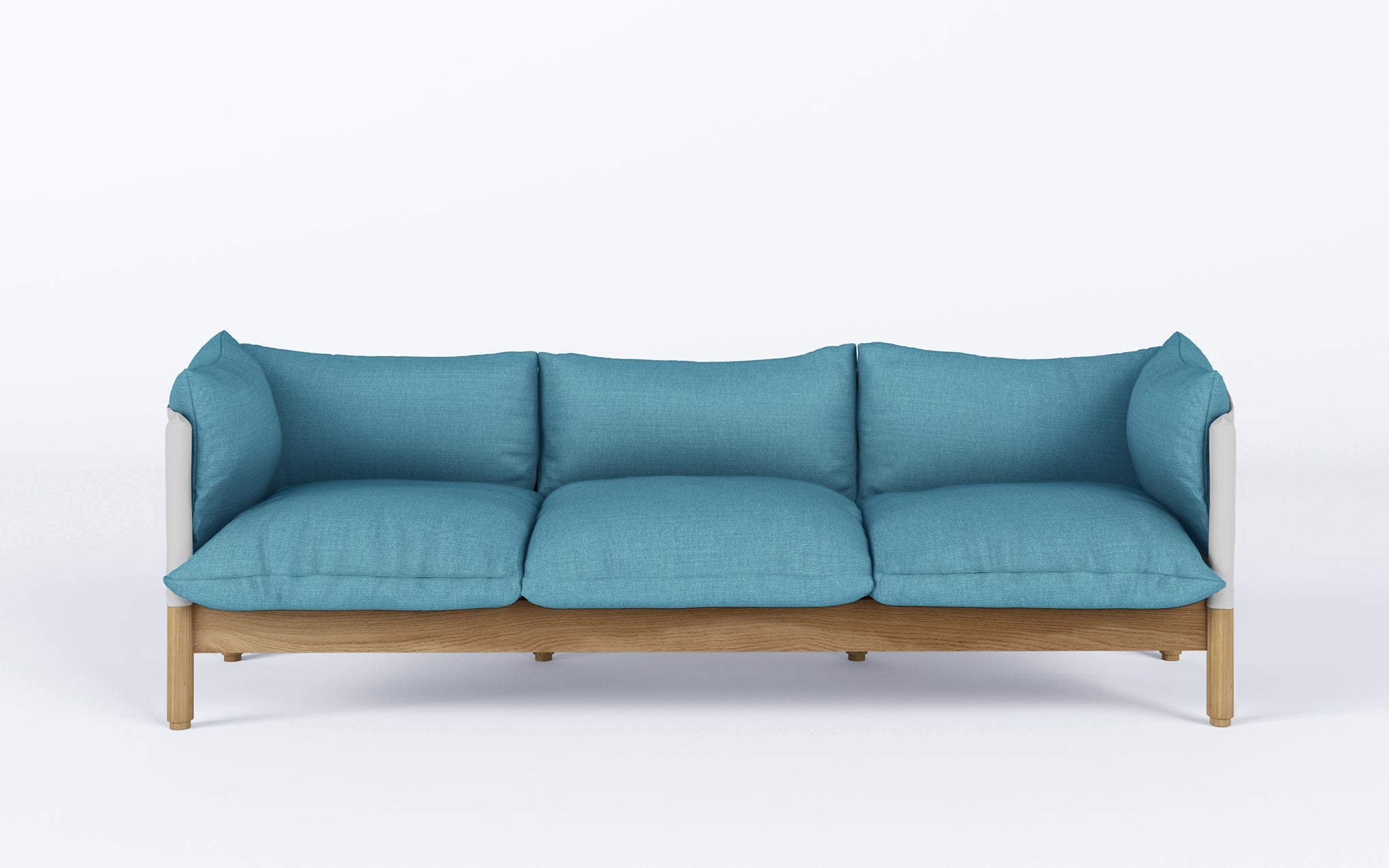 Tepee three seat sofa - oak, white sling by Lucy Kurrein for SCP