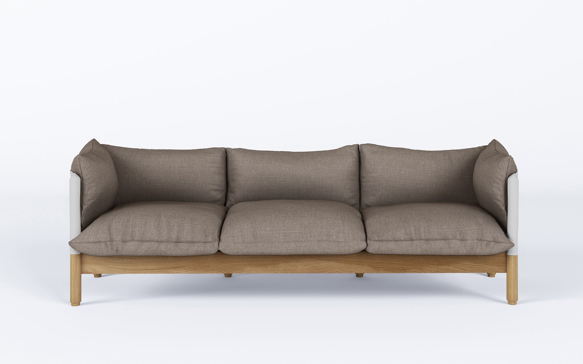 Tepee three seat sofa - oak, white sling by Lucy Kurrein for SCP