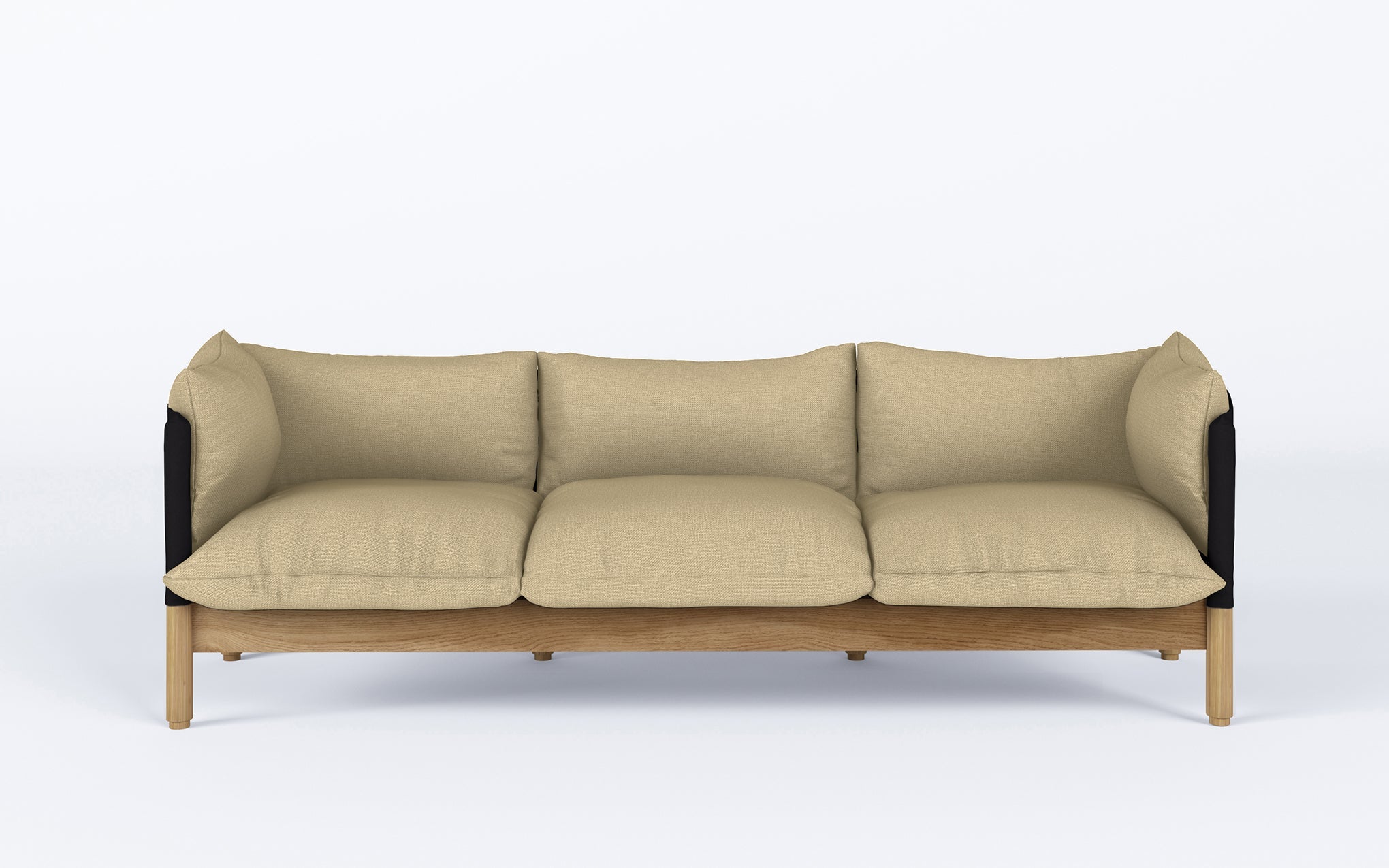 Tepee three seat sofa - oak, black sling