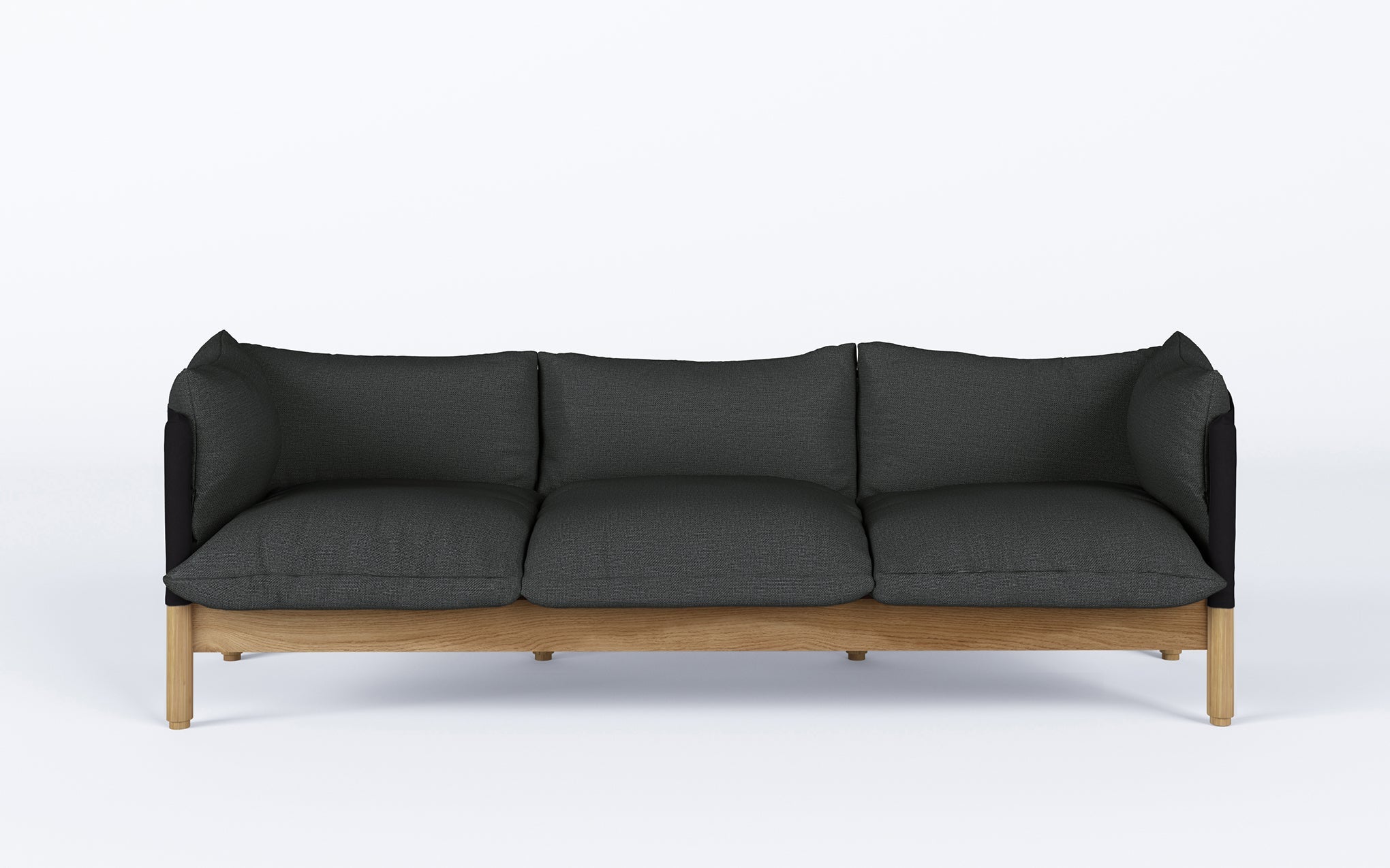 Tepee three seat sofa - oak, black sling