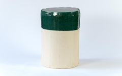 Pressed Stool No.8 - dipped green glaze