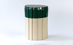 Pressed Stool No.8 - dipped green glaze