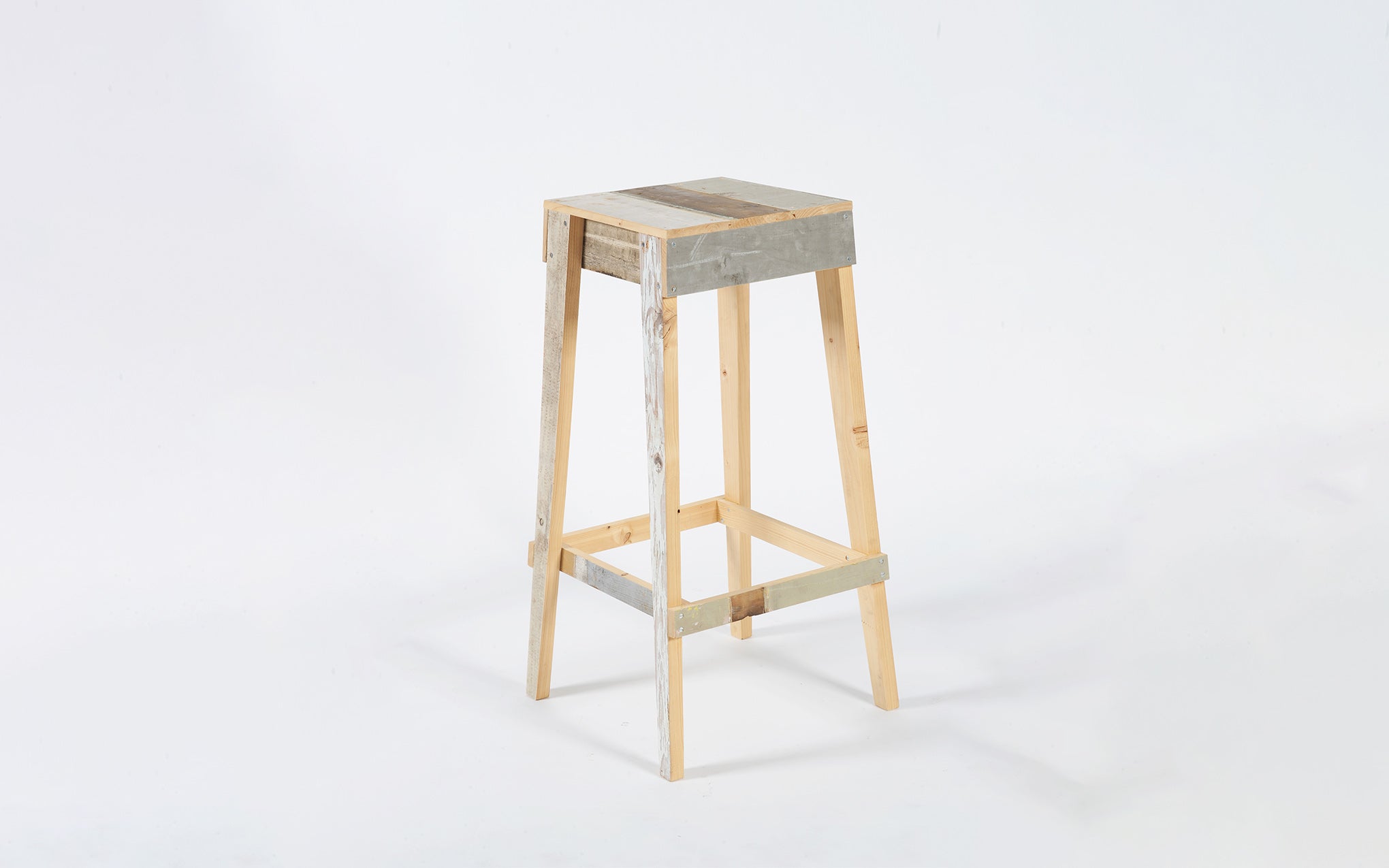 Bar stool in scrapwood