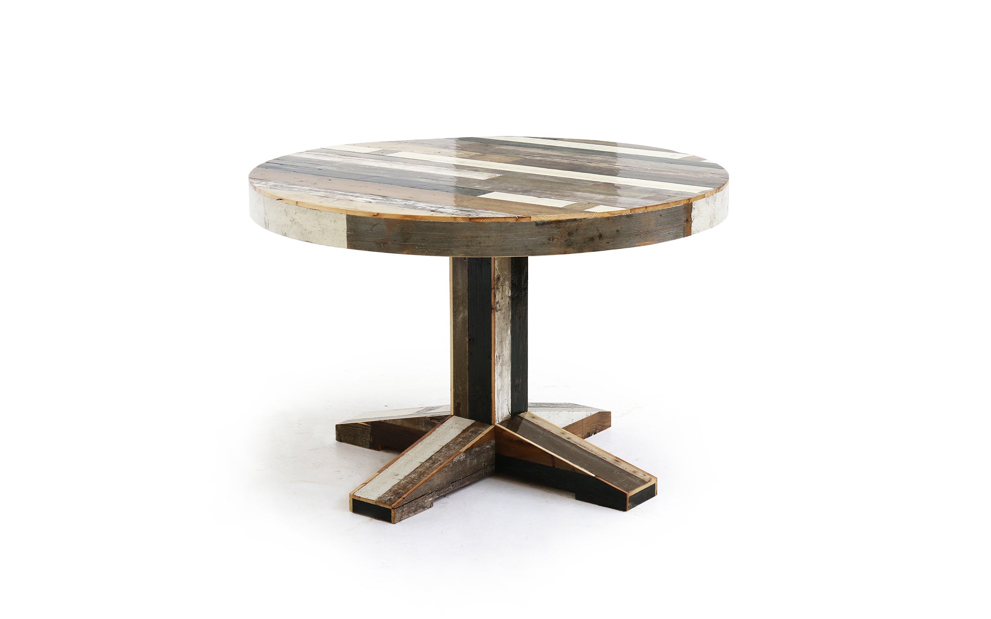 Canteen table in scrapwood - round