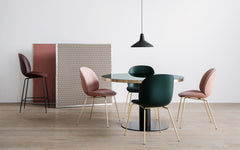 Beetle dining chair - front upholstered with conic base
