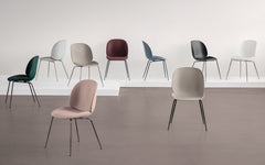 Beetle dining chair - front upholstered with stackable base