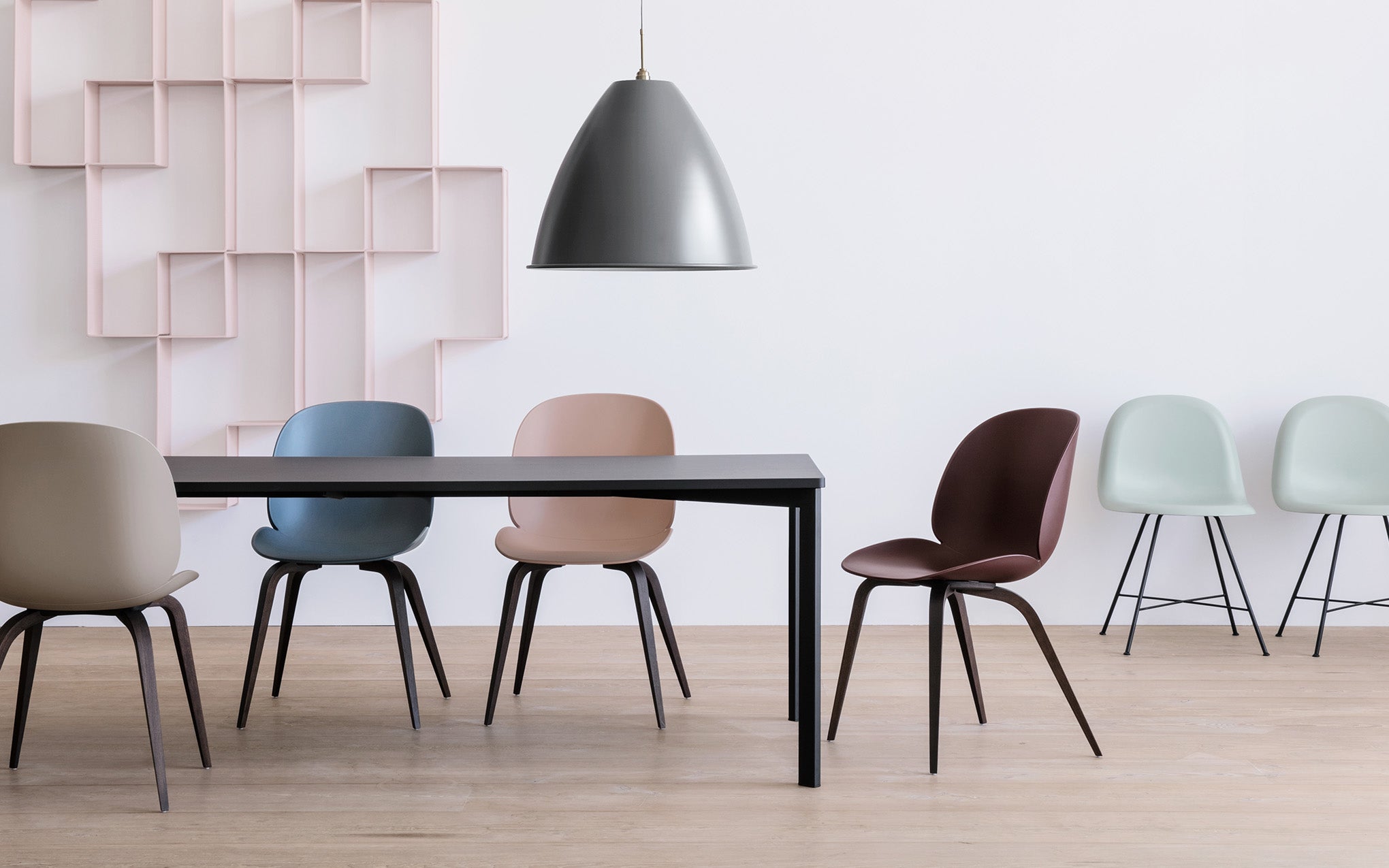 Beetle dining chair - un-upholstered with wood base