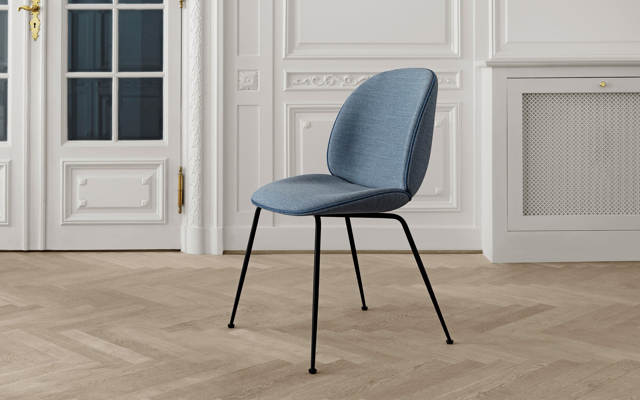 Beetle dining chair - upholstered with conic base