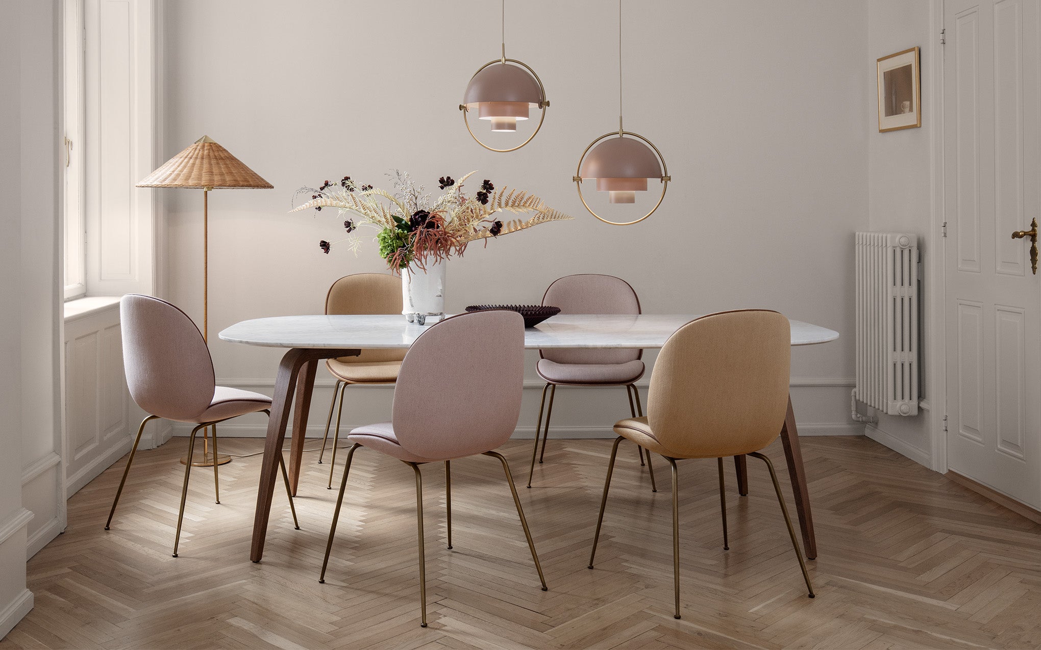 Beetle dining chair - upholstered with conic base