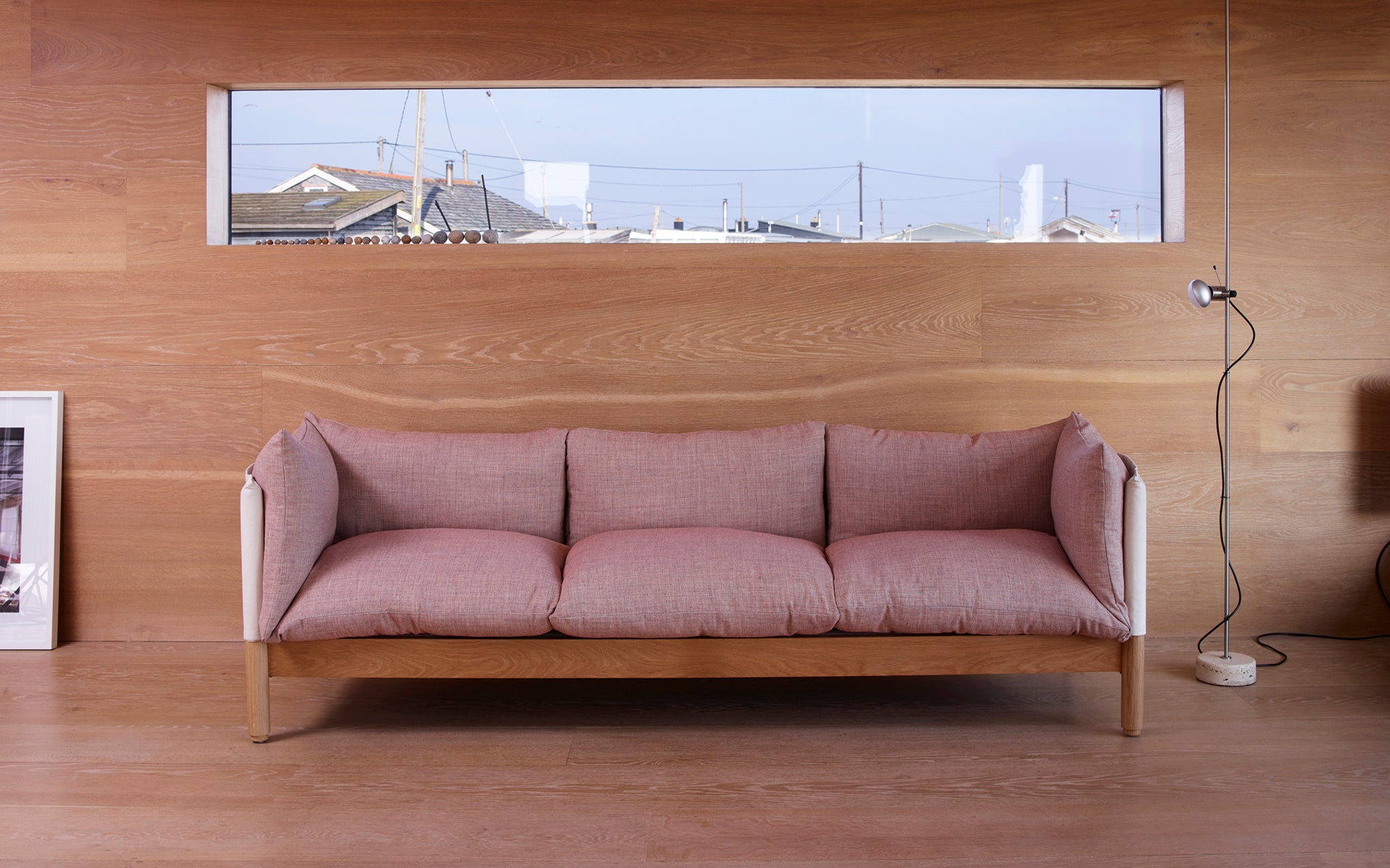 Tepee three seat sofa - walnut, black sling