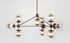 Modo chandelier - 3 sided, 10 globes