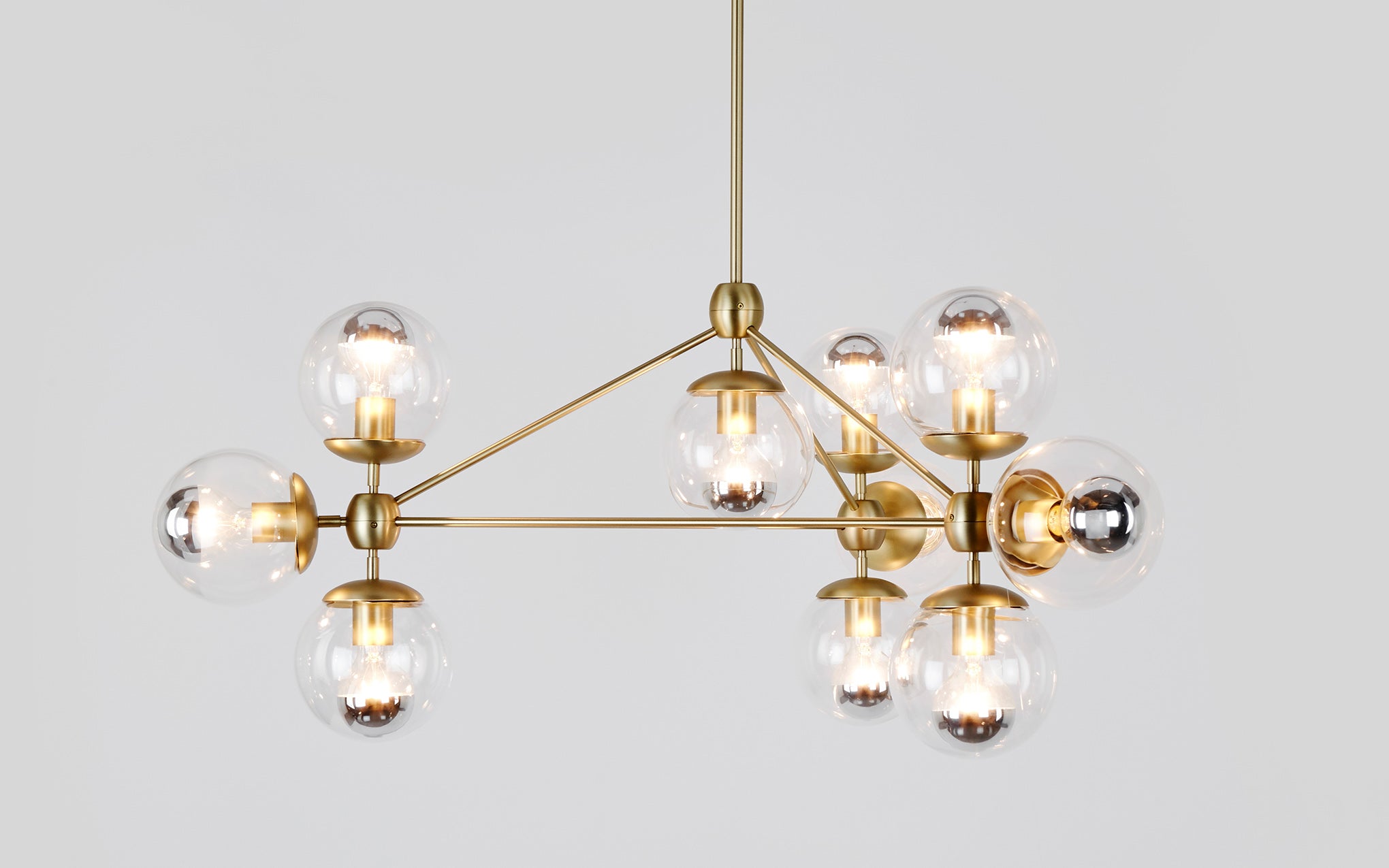 Modo chandelier - 3 sided, 10 globes
