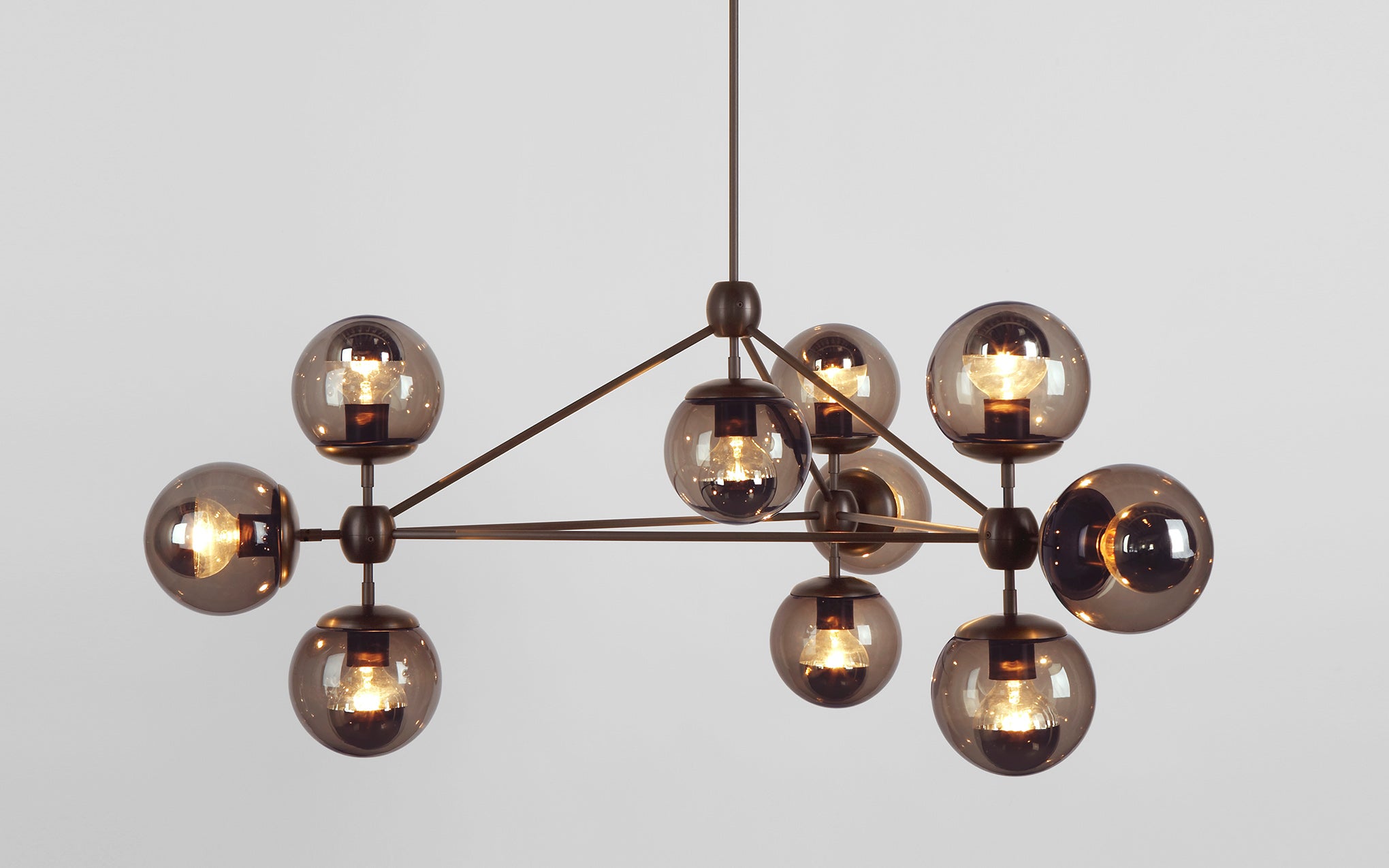 Modo chandelier - 3 sided, 10 globes