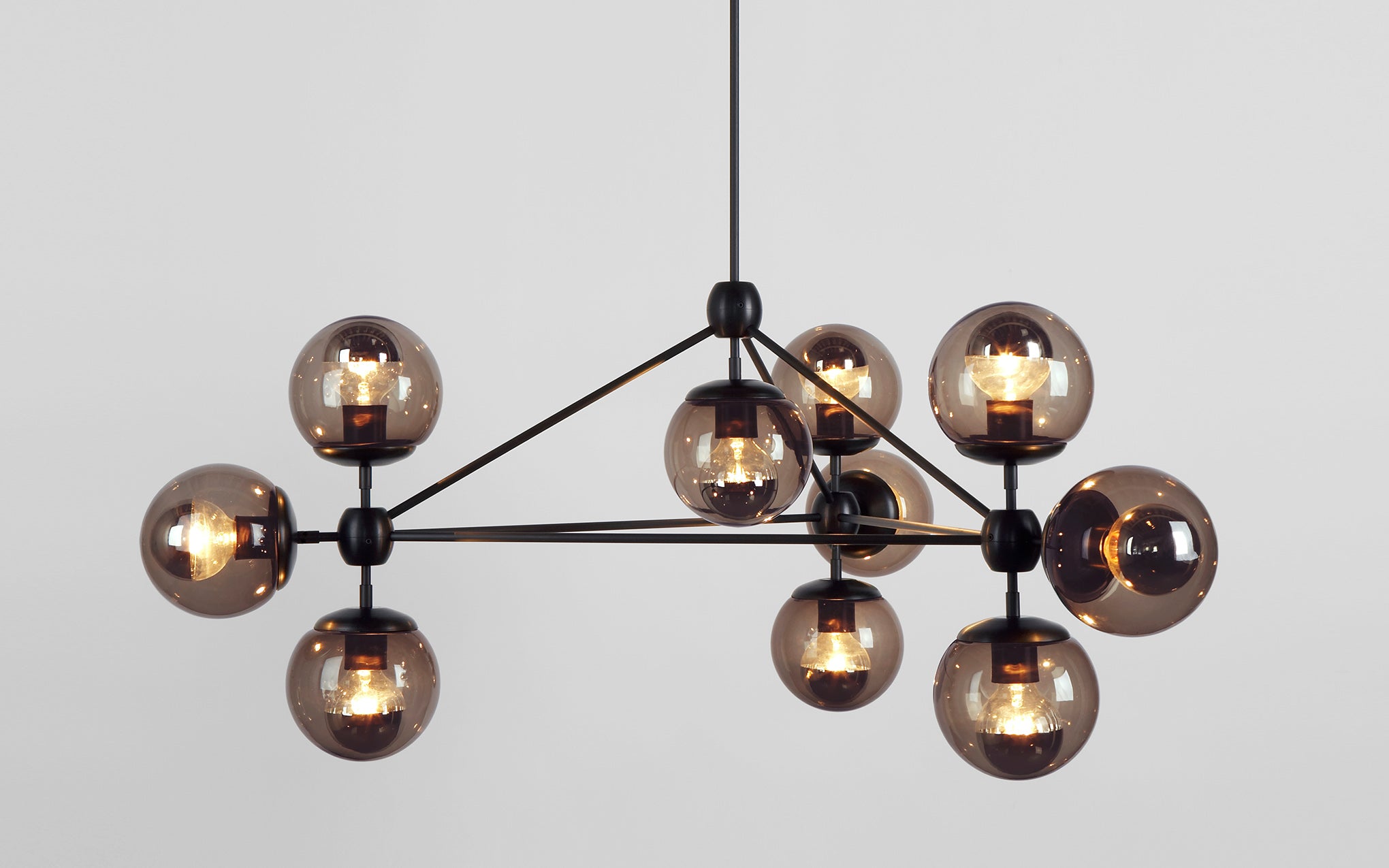 Modo chandelier - 3 sided, 10 globes