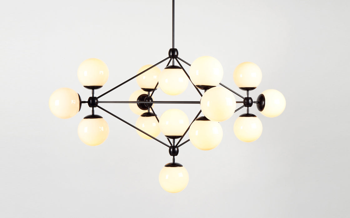 Modo chandelier - 4 sided, 15 globe